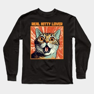 Real Kitty Lover Cute Cat Cartoon Cat Lover. Long Sleeve T-Shirt